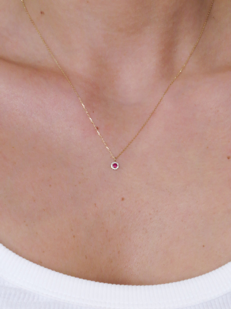 Idra - Mini Round Ruby Necklace