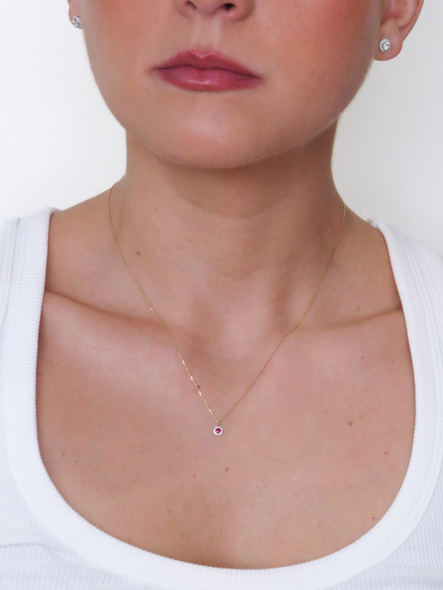 Idra - Mini Round Ruby Necklace