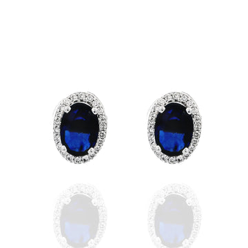 Sapphire and Diamond Oval Earrings