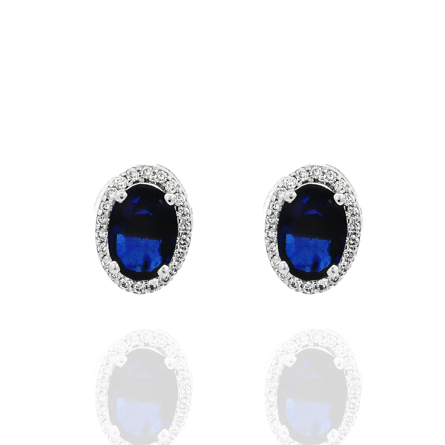 Sapphire and Diamond Oval Earrings