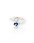 Sapphire Pear Diamond Ring