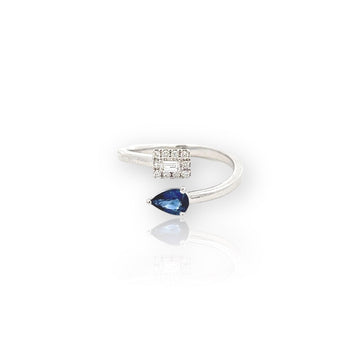 Sapphire Pear Diamond Ring