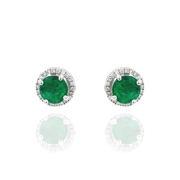 Round Emerald Studs