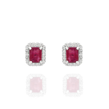 Ruby Rectangular Earrings