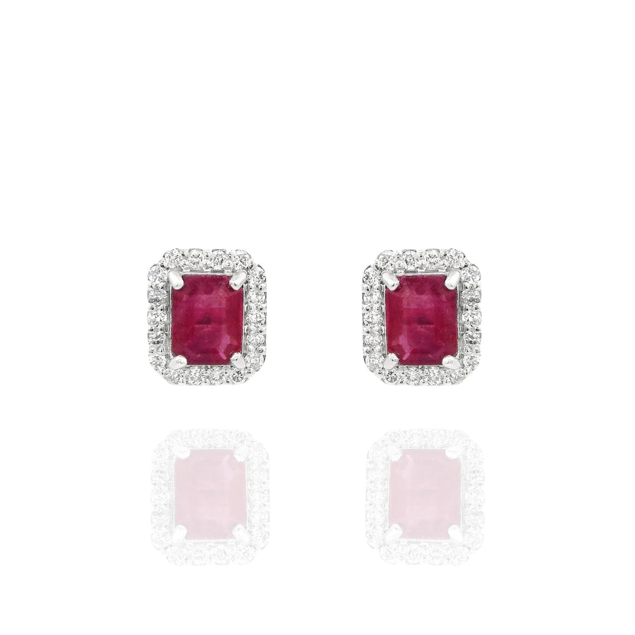 Ruby Rectangular Earrings