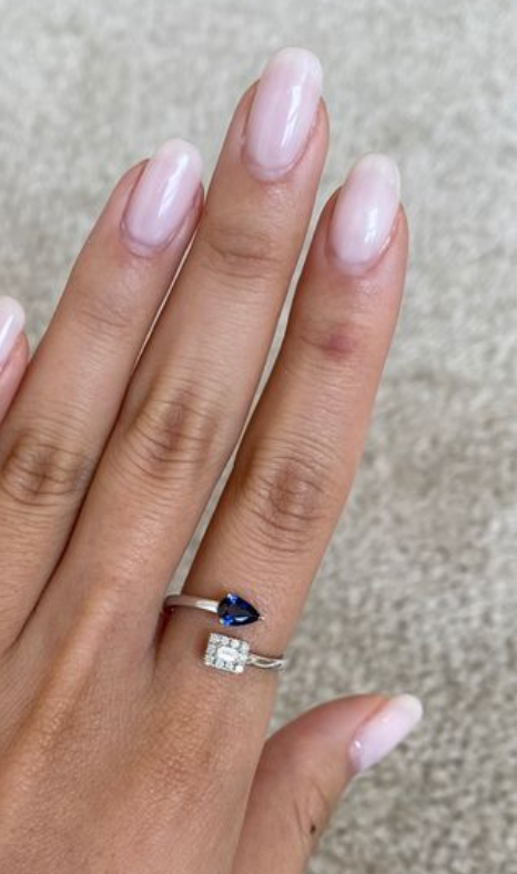 Sapphire Pear Diamond Ring