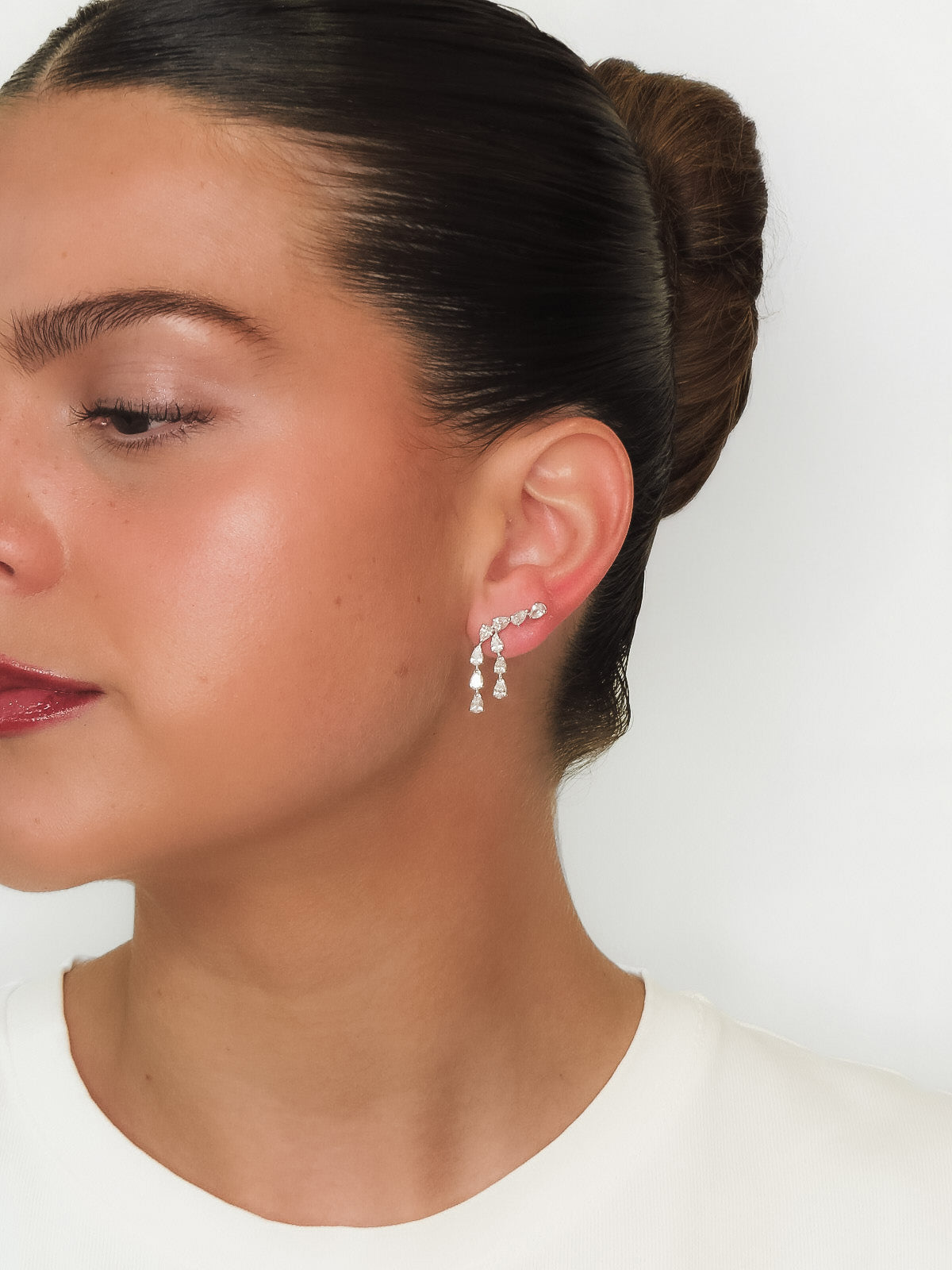 Cayetana - Diamond Drop Pear Earrings