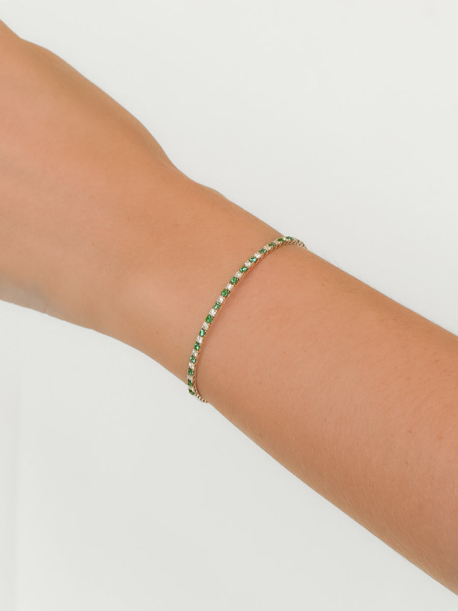 Dome - Emerald and Diamond Flexible Bangle