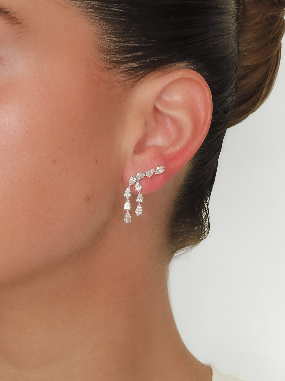 Cayetana - Diamond Drop Pear Earrings