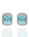 Topaz & Diamonds Double Halo Earrings