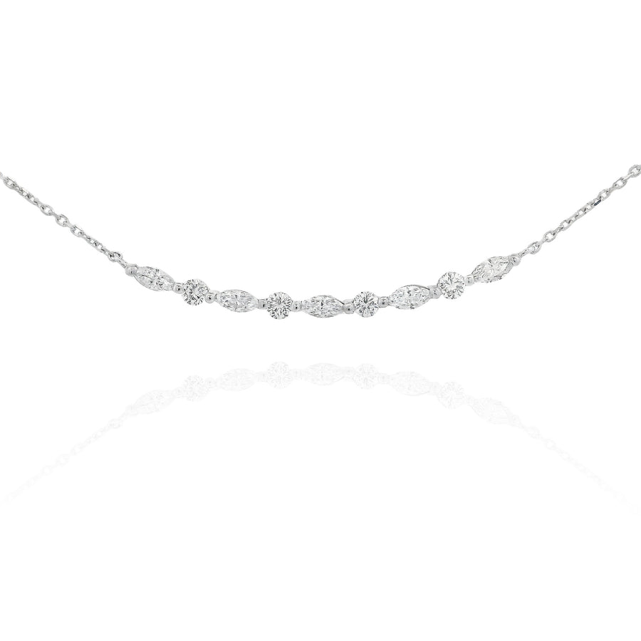 Smile Diamond Necklace Round Marquise