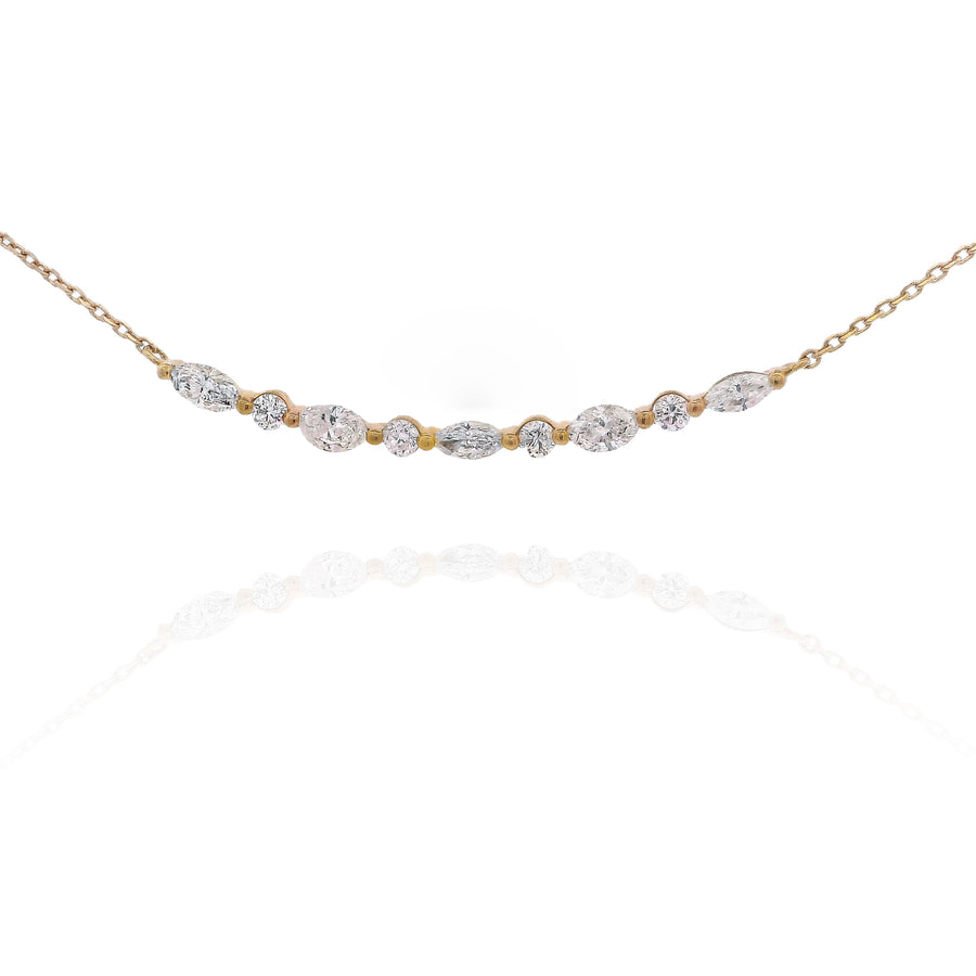 Smile Diamond Necklace Round Marquise