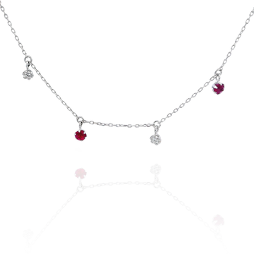 Lilla - Mini Ruby Drop and Diamond Drop Necklace