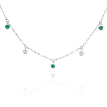 Lilla - Mini Emerald Drop and Diamond Drop Necklace
