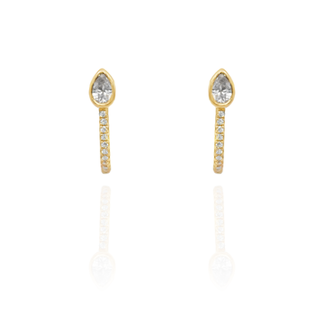 Amalfi -Mini Solitaire Pear Diamond Huggies