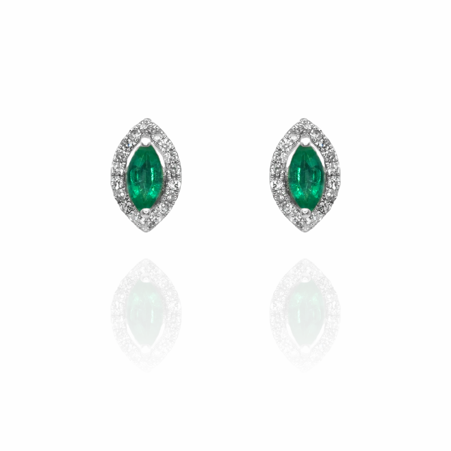 Onda - Marquise Emerald Diamond Earrings