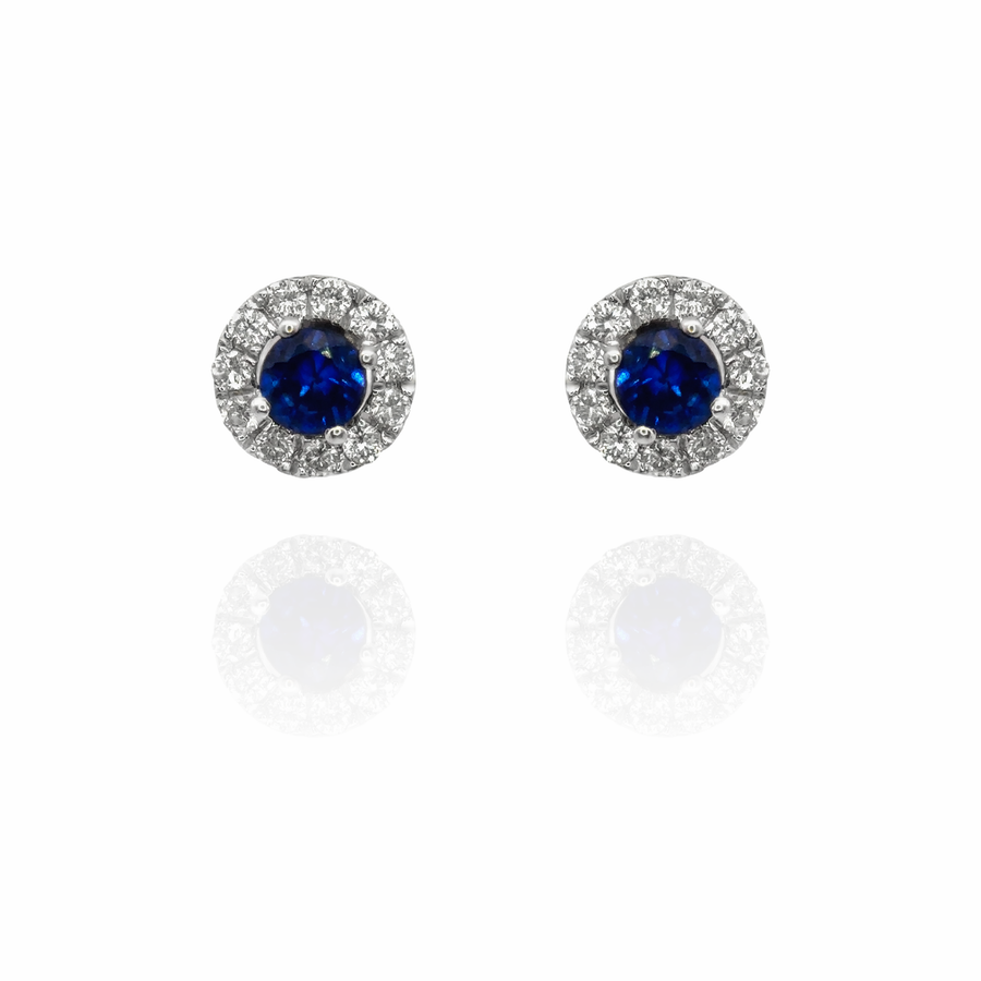 Lida -Mini Round Diamond Sapphire Earrings