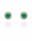 Lida - Mini Round Diamond Emerald Earrings