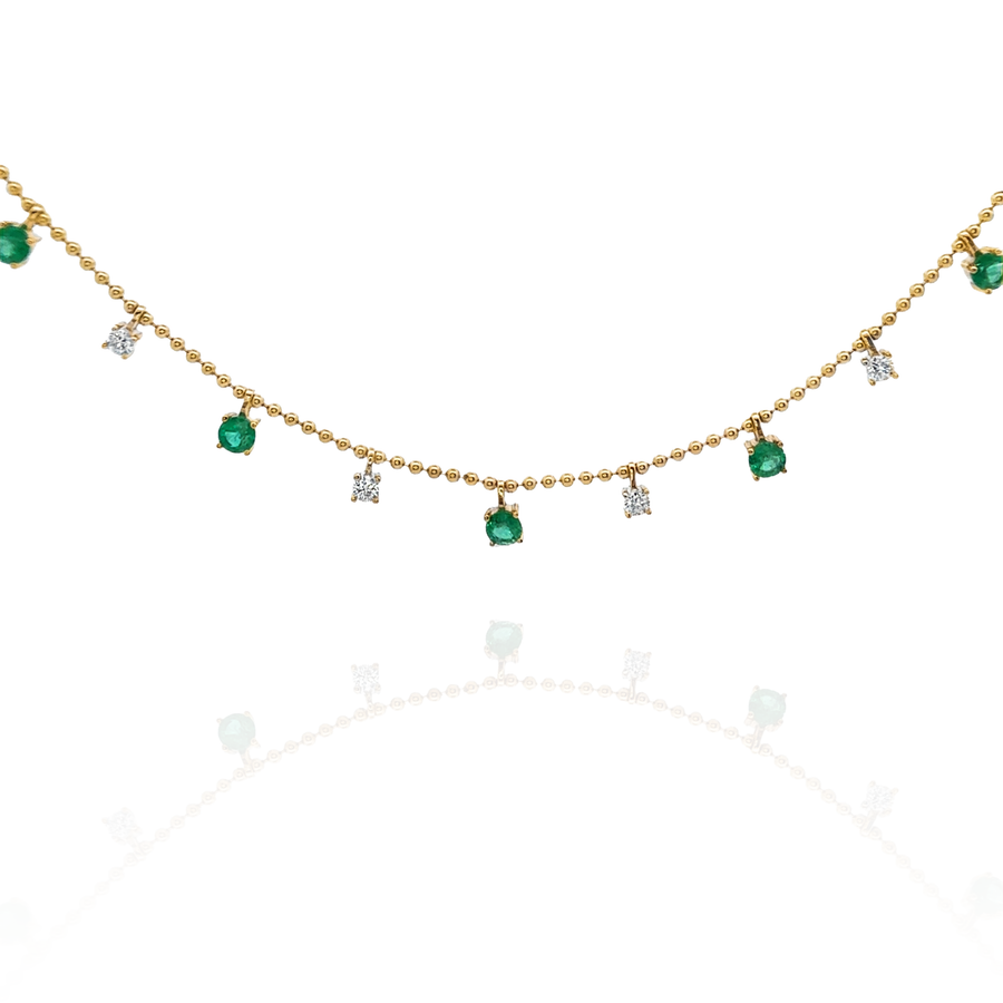 Alba- Emerald Drop and Round Diamond Drop