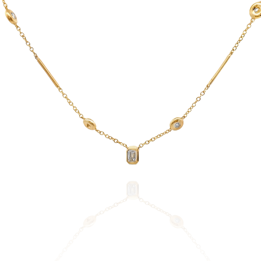 Luna- Two in One Diamond Bezel Necklace