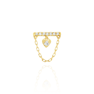 Bar Diamond Chain Heart Piercing