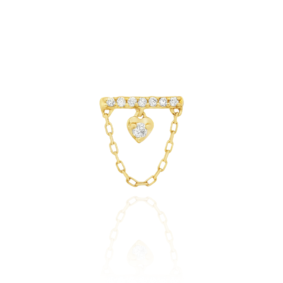Bar Diamond Chain Heart Piercing