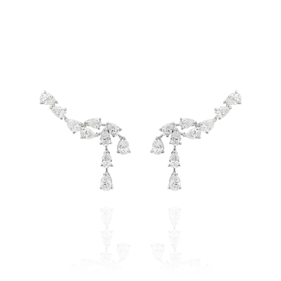 Cayetana - Diamond Drop Pear Earrings