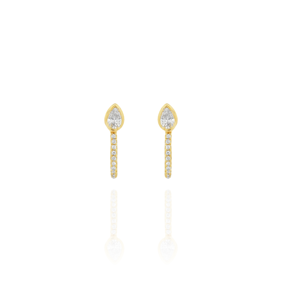 Amalfi -Mini Solitaire Pear Diamond Huggies