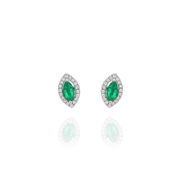 Onda - Marquise Emerald Diamond Earrings