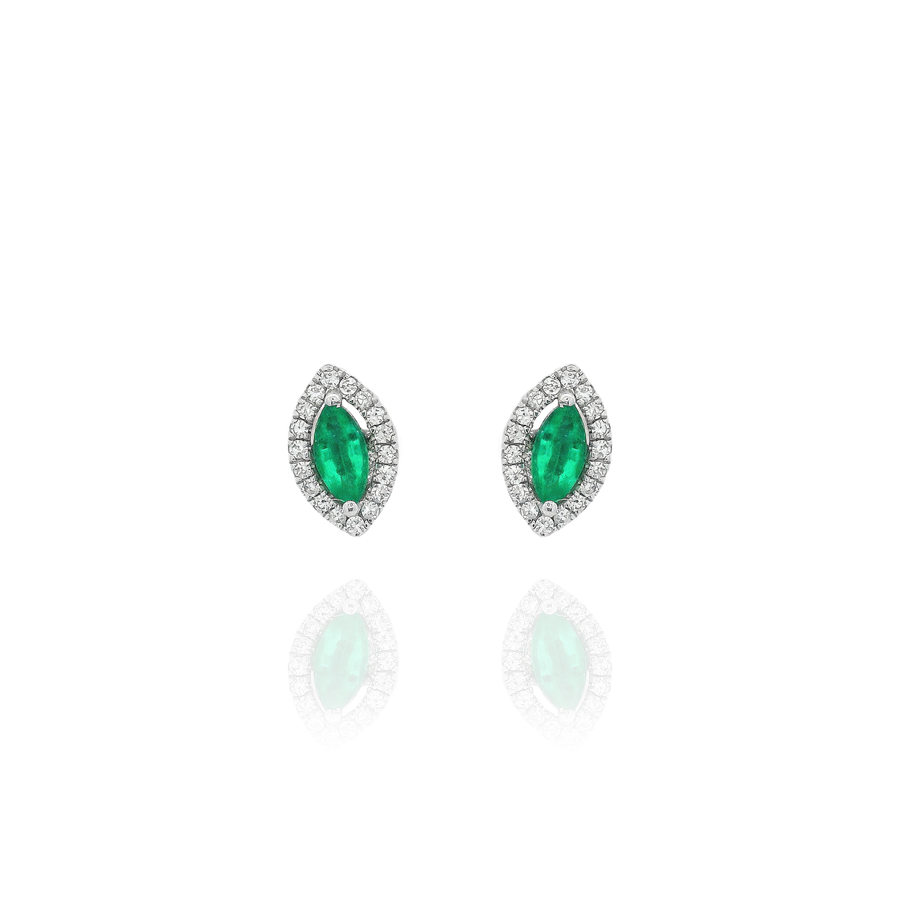 Onda - Marquise Emerald Diamond Earrings