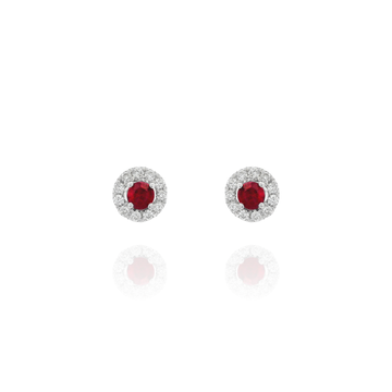 Lida - Mini Round Diamond Ruby Earrings