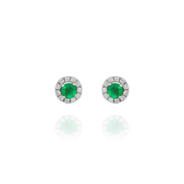 Lida - Mini Round Diamond Emerald Earrings