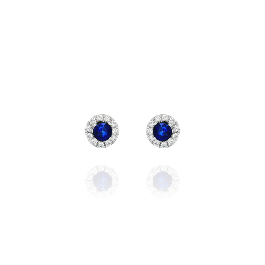Lida -Mini Round Diamond Sapphire Earrings