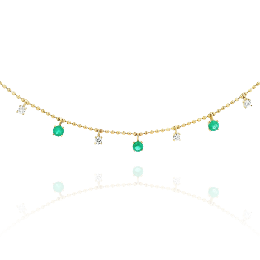 Alba- Emerald Drop and Round Diamond Drop