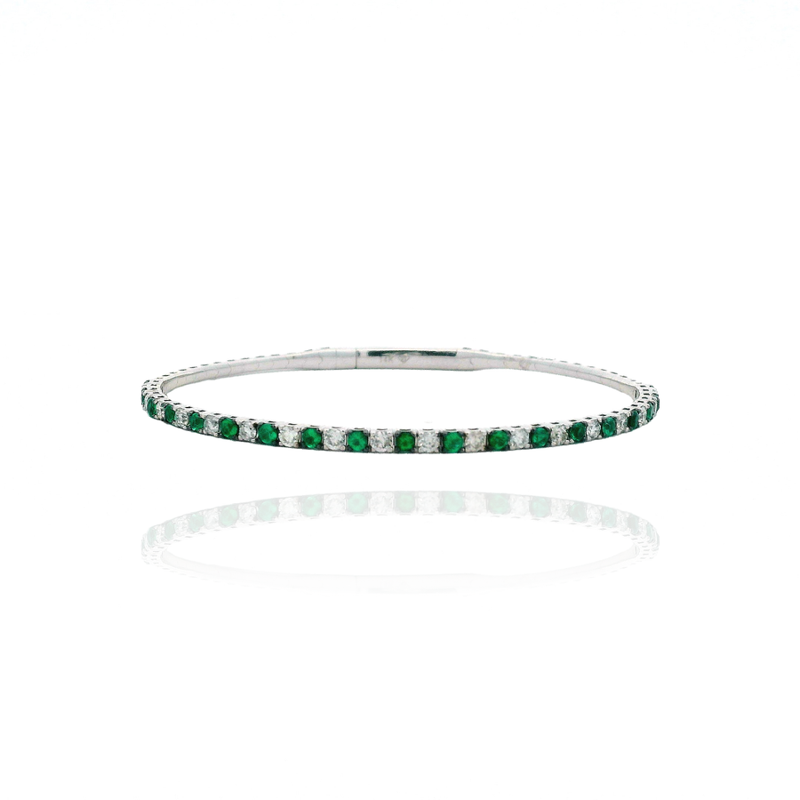 Dome - Emerald and Diamond Flexible Bangle