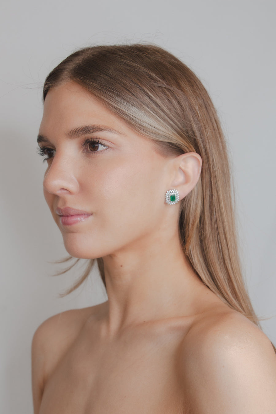 Emerald Doble Halo Earrings