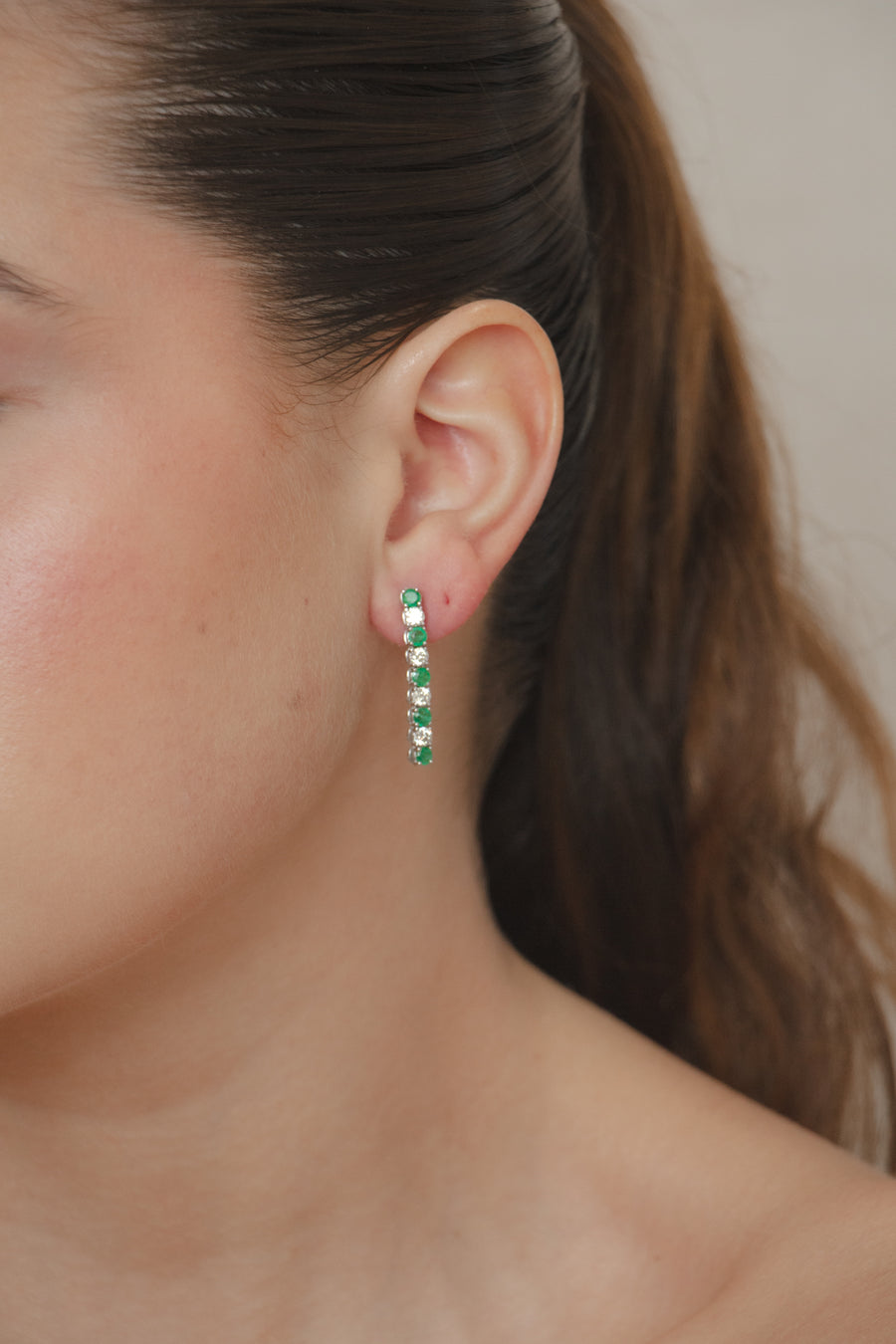 Emerald Diamond Long Earrings