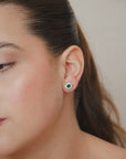 Semi Oval Emerald Earrings