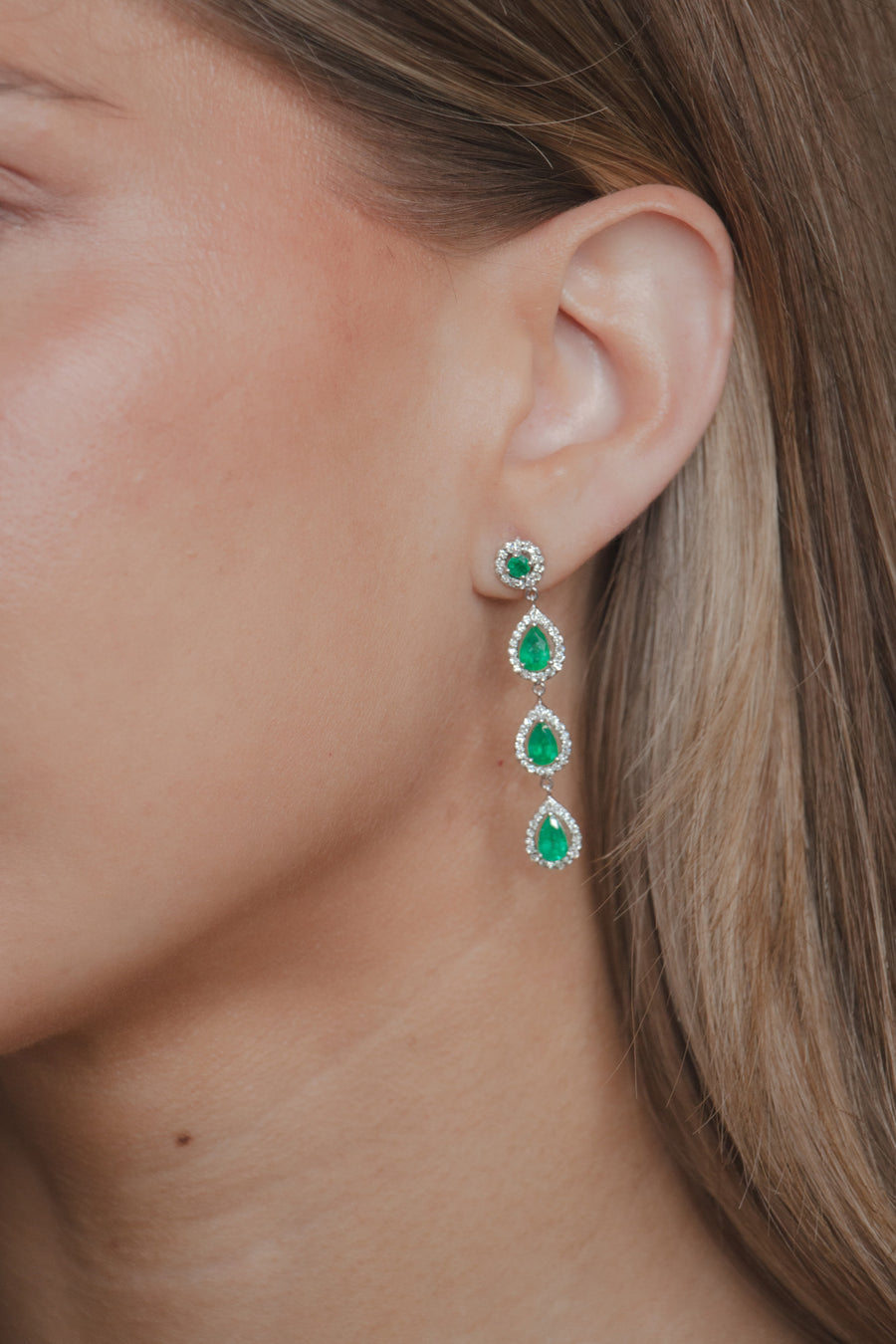 4 Drop Emerald Earring