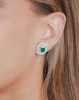 Emerald Doble Halo Earrings