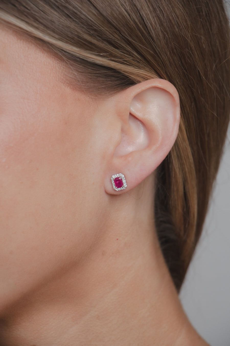 Ruby Rectangular Earrings