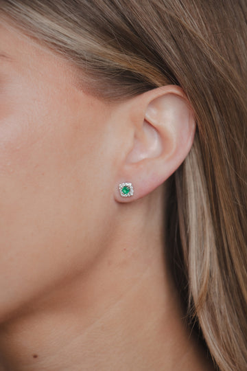 Mini Emerald and Diamond Earrings