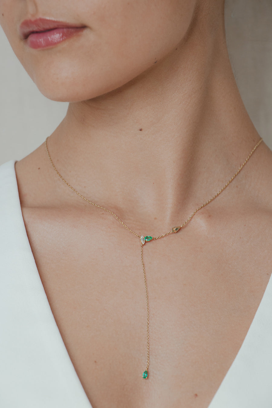 Luisa - Layer Drop Emerald Necklace