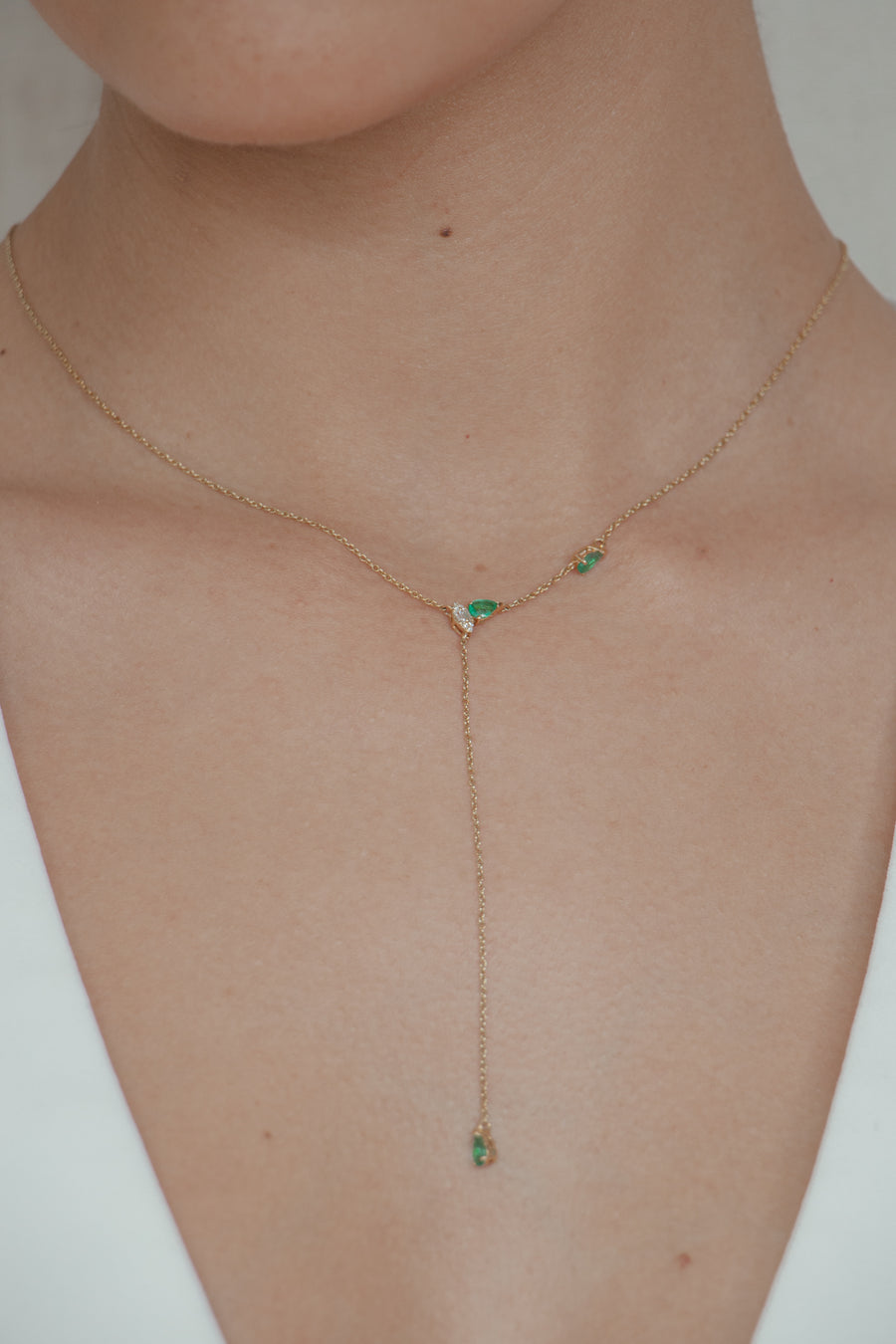 Luisa - Layer Drop Emerald Necklace