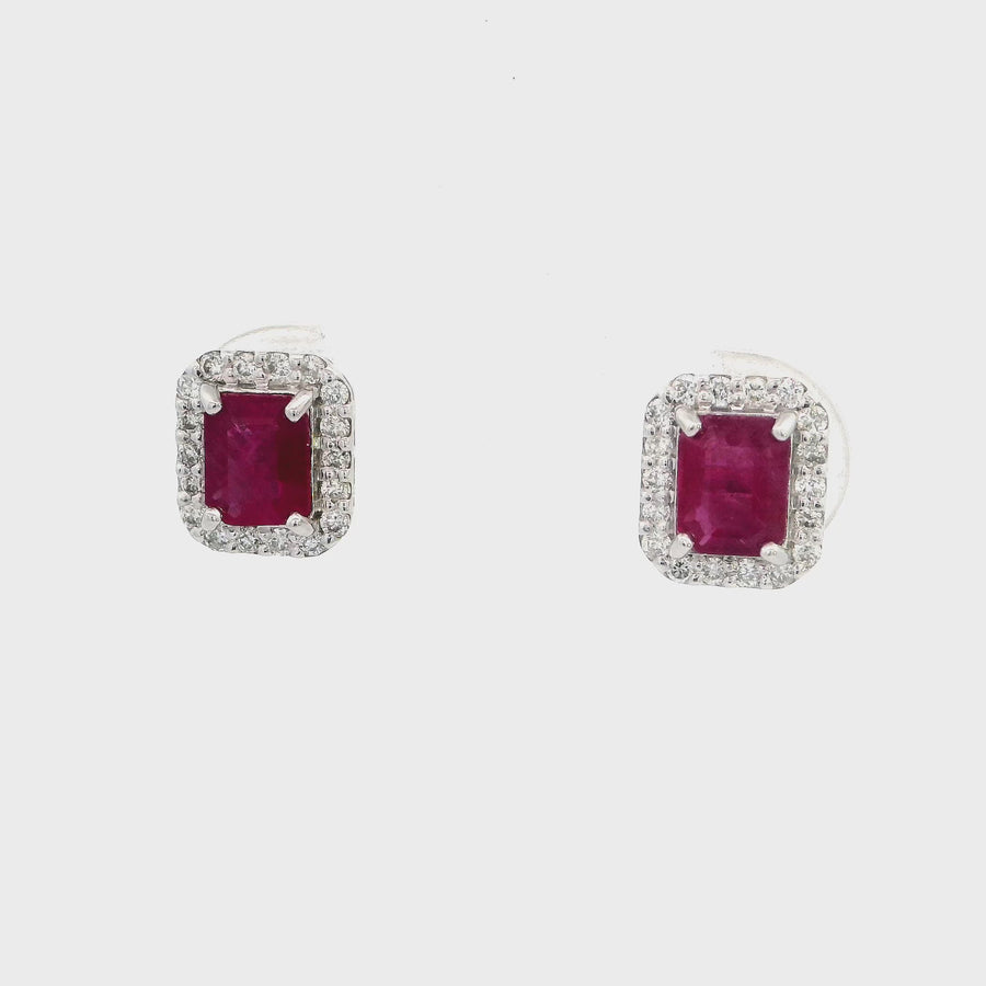 Ruby Rectangular Earrings