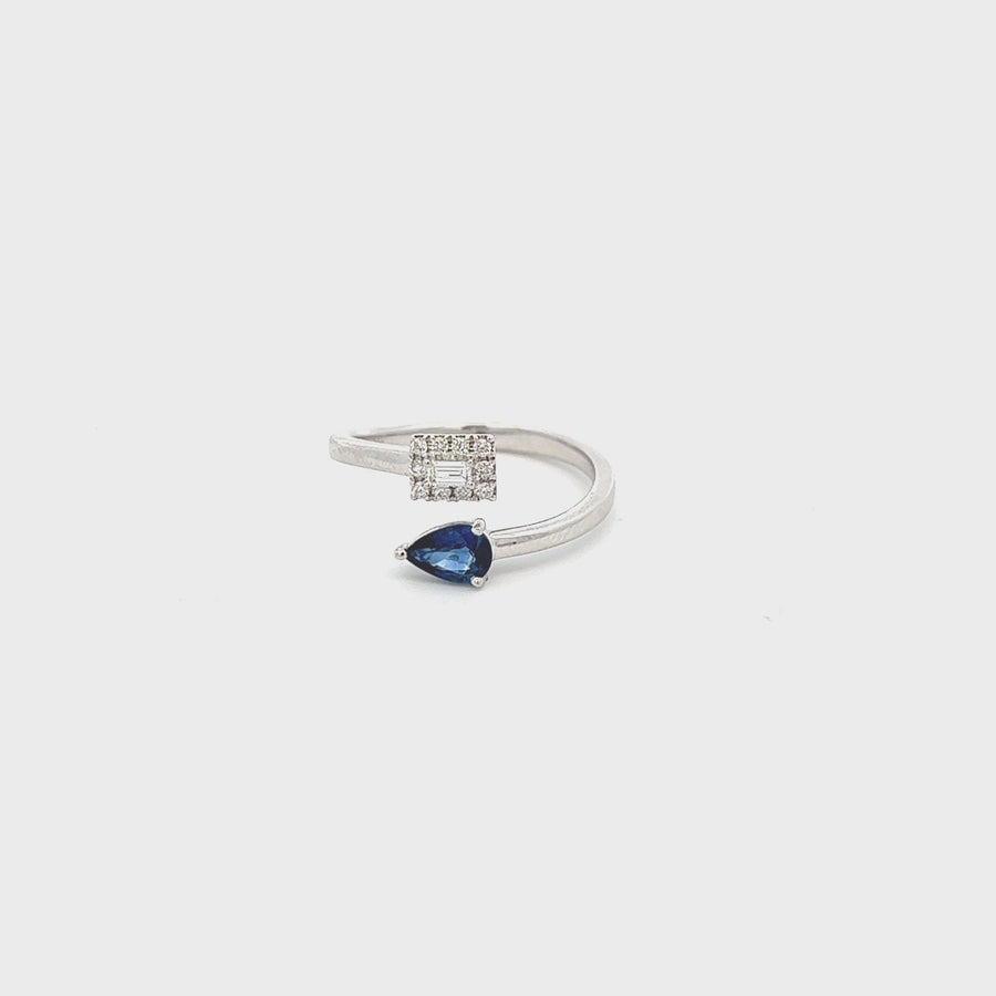 Sapphire Pear Diamond Ring