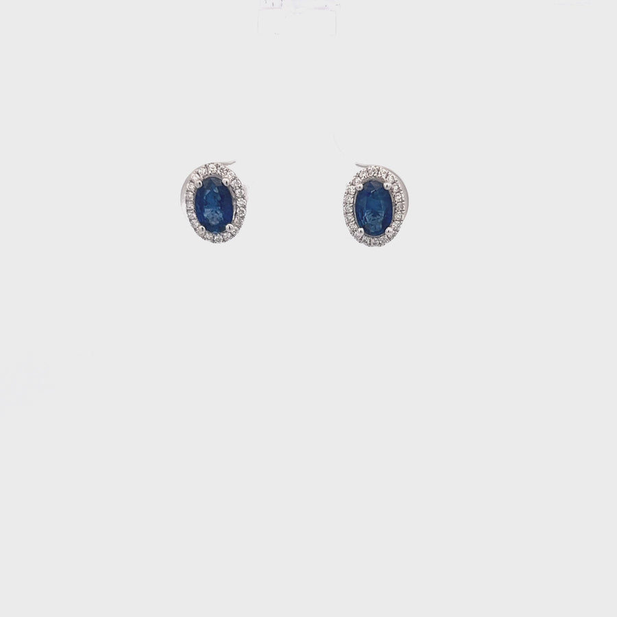 Sapphire and Diamond Oval Earrings