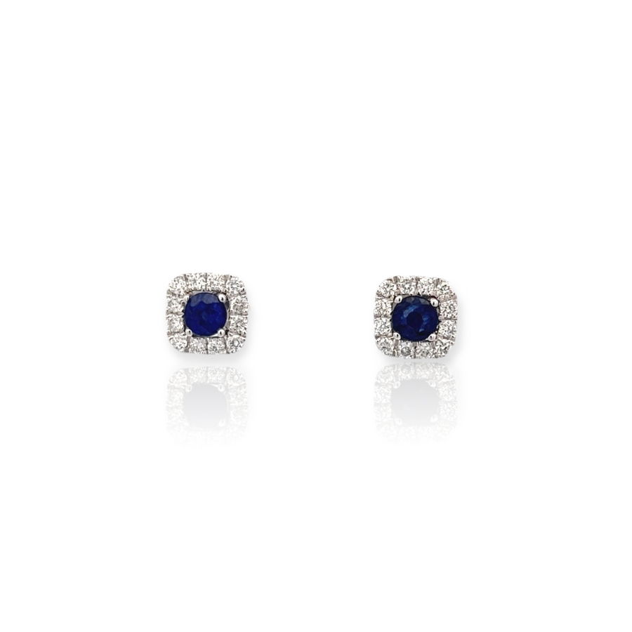 Mini Square Sapphire Earrings